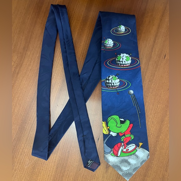 🌌 Vintage 1990s Marvin the Martian Golf Looney Tunes Tie USA Made - Picture 6 of 10
